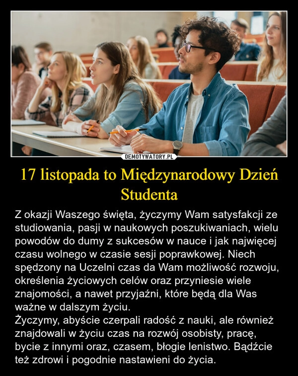 
    17 listopada to Międzynarodowy Dzień Studenta