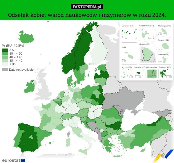 
    Odsetek kobiet wśród naukowców i inżynierów w roku 2024.