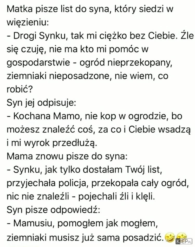 
    Matka pisze list do syna...