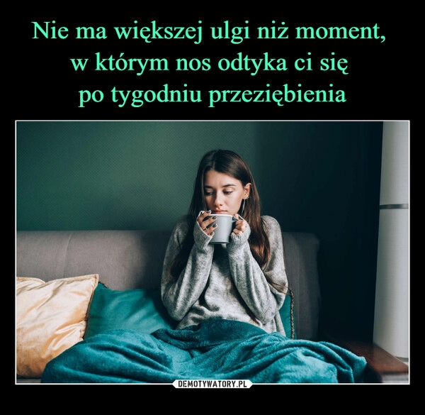 
    Nie ma większej ulgi niż moment, 
w którym nos odtyka ci się 
po tygodniu przeziębienia