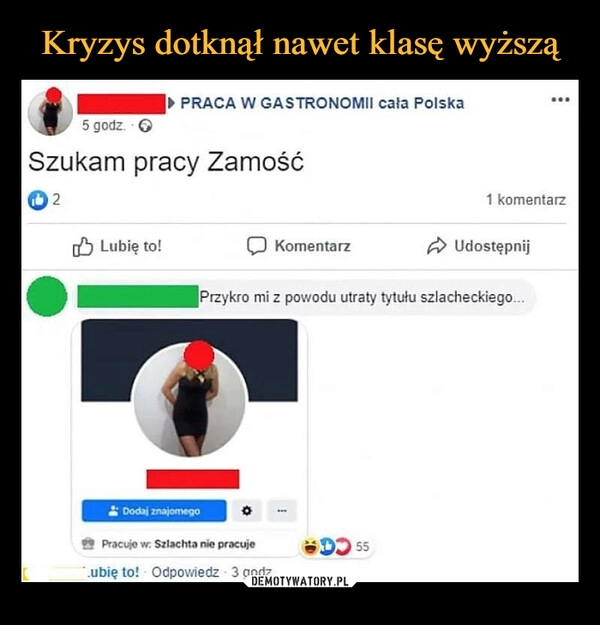 
    Kryzys dotknął nawet klasę wyższą