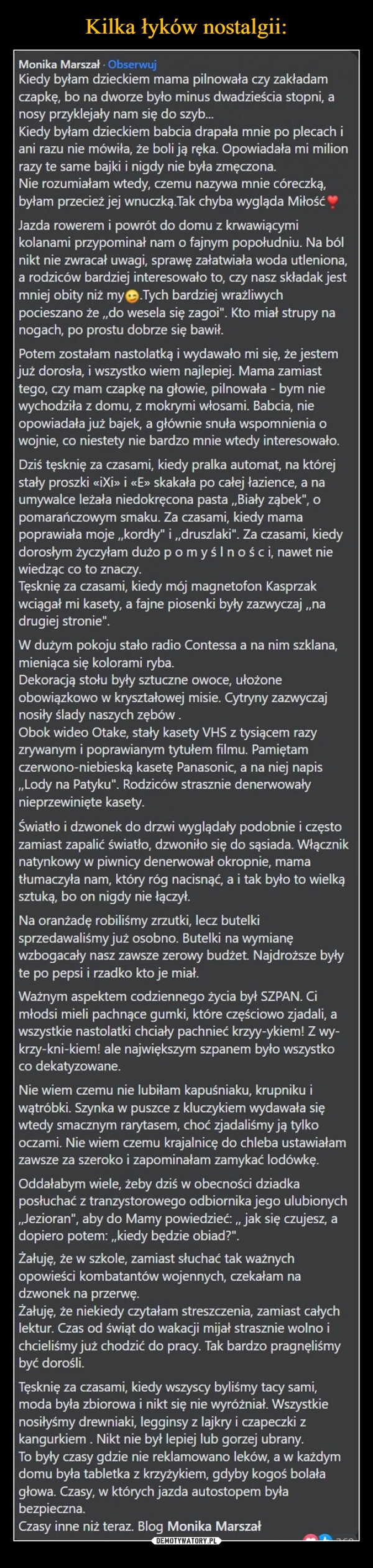 
    Kilka łyków nostalgii: 