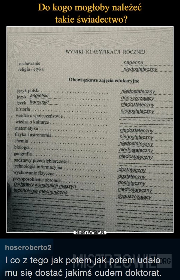 
    Świadectwo