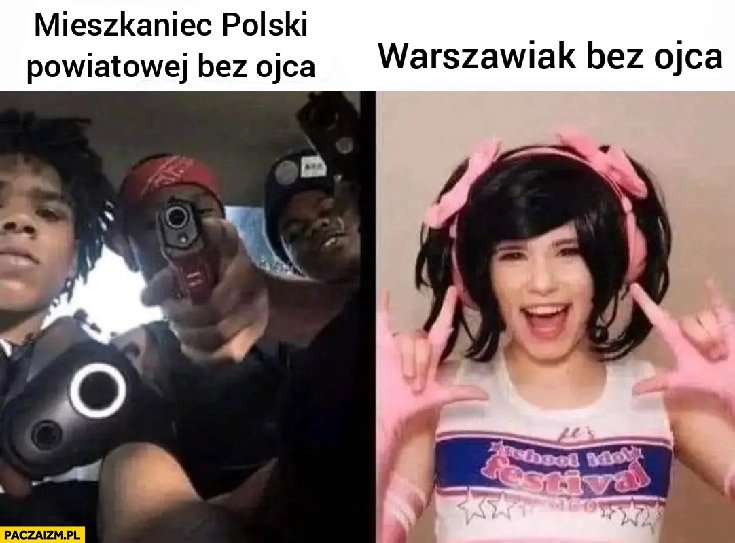 
    Mieszkaniec polski powiatowej bez ojca gangster vs Warszawiak bez ojca femboy