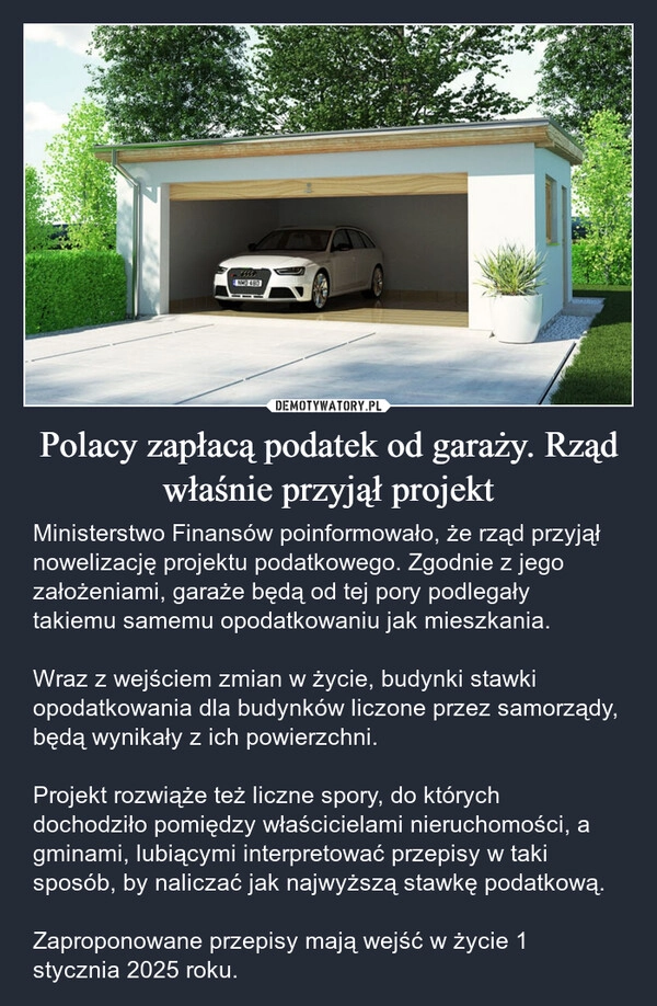 
    Polacy zapłacą podatek od garaży. Rząd właśnie przyjął projekt