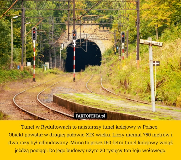 
    Tunel w Rydułtowach to najstarszy tunel kolejowy w Polsce. 
Obiekt powstał