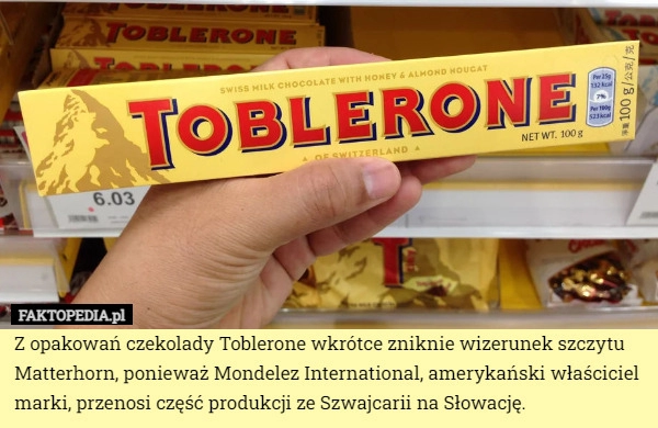 
    Z opakowań czekolady Toblerone wkrótce zniknie wizerunek szczytu Matterhorn,