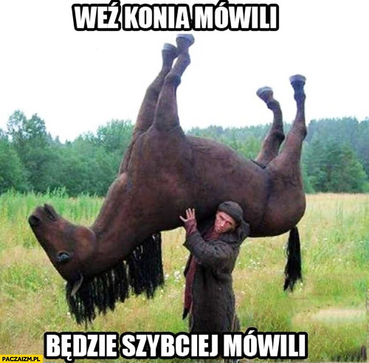 
    Weź konia mówili będzie szybciej mówili