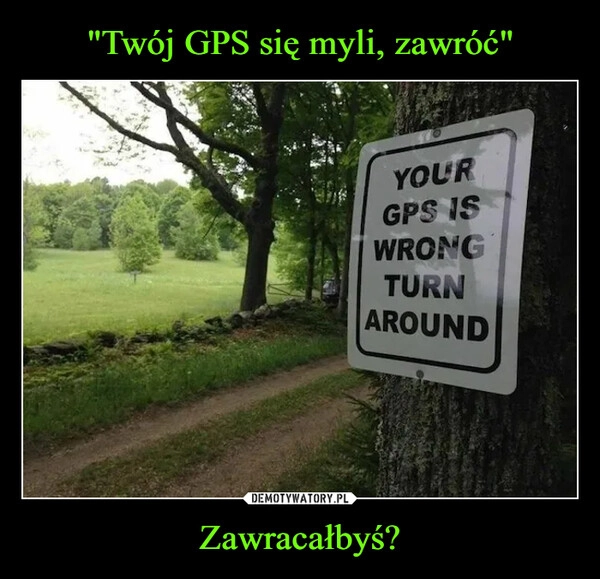 
    "Twój GPS się myli, zawróć" Zawracałbyś?