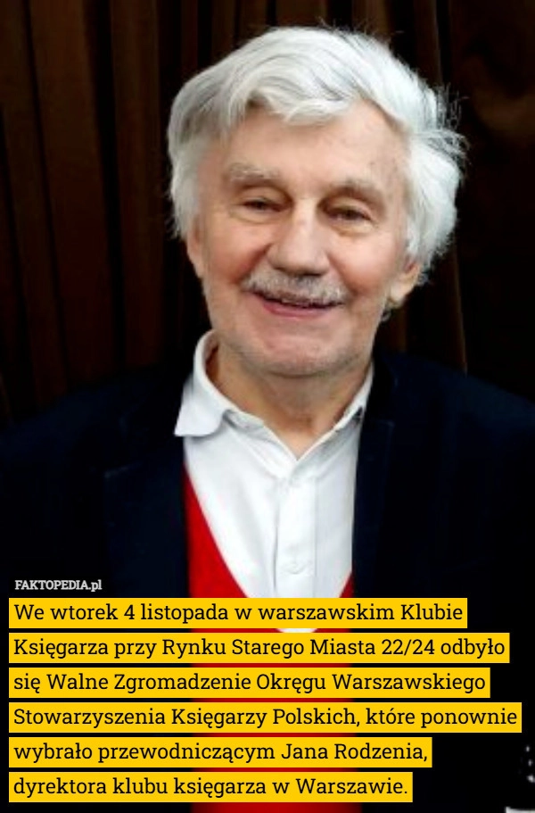 
    We wtorek 4 listopada w warszawskim Klubie Księgarza przy Rynku Starego