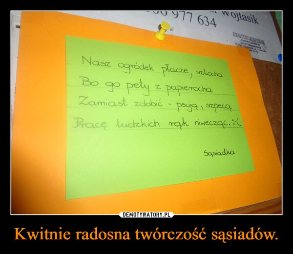 
    Kwitnie radosna twórczość sąsiadów.