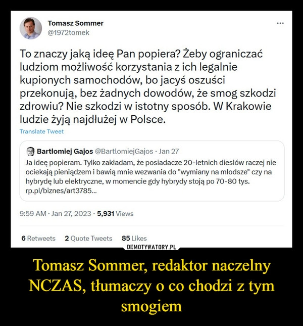 
    Tomasz Sommer, redaktor naczelny NCZAS, tłumaczy o co chodzi z tym smogiem 