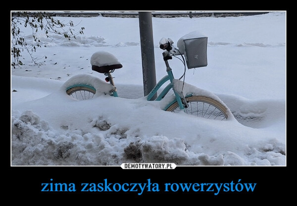 
    zima zaskoczyła rowerzystów