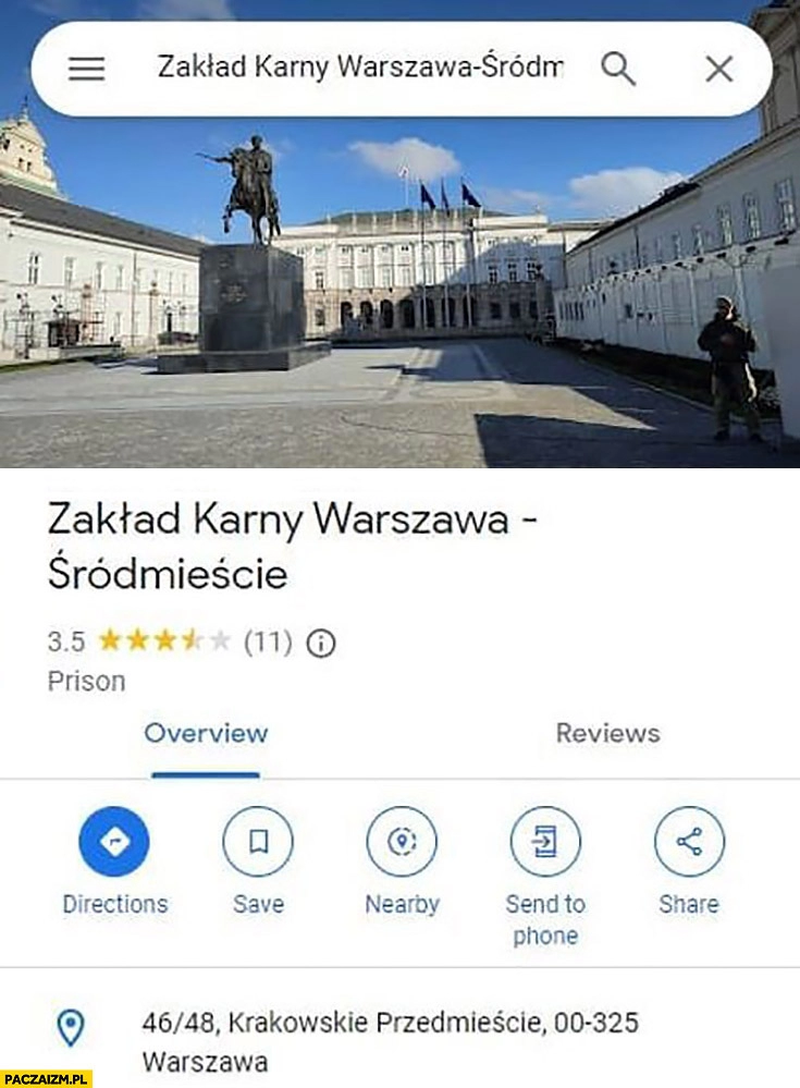 
    Zakład karny warszawa śródmieście google maps pałac prezydencki