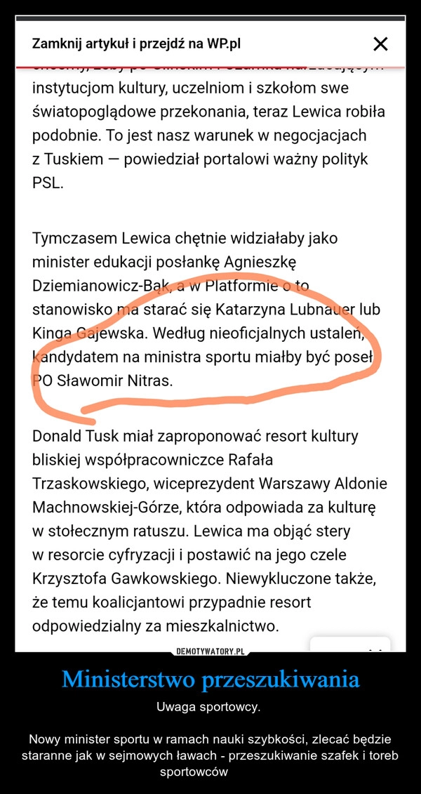 
    Ministerstwo przeszukiwania