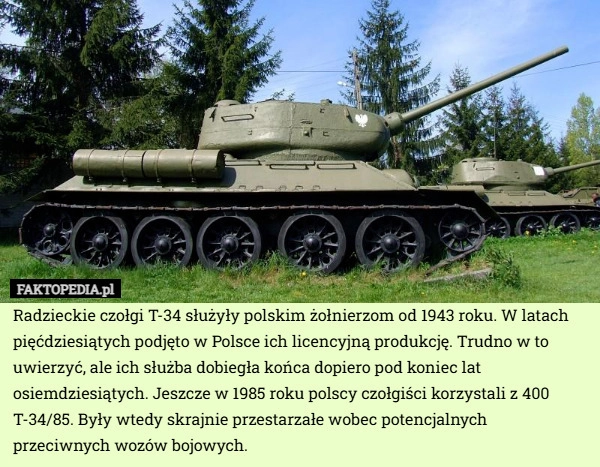 
    Radzieckie czołgi T-34 służyły polskim żołnierzom od 1943 roku. W latach