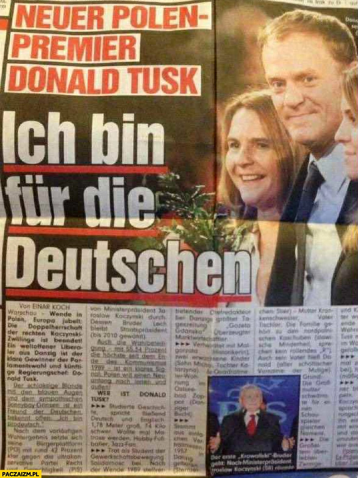 
    Donald Tusk w niemieckiej gazecie: jestem dla Niemców ich bin fur die deutschen