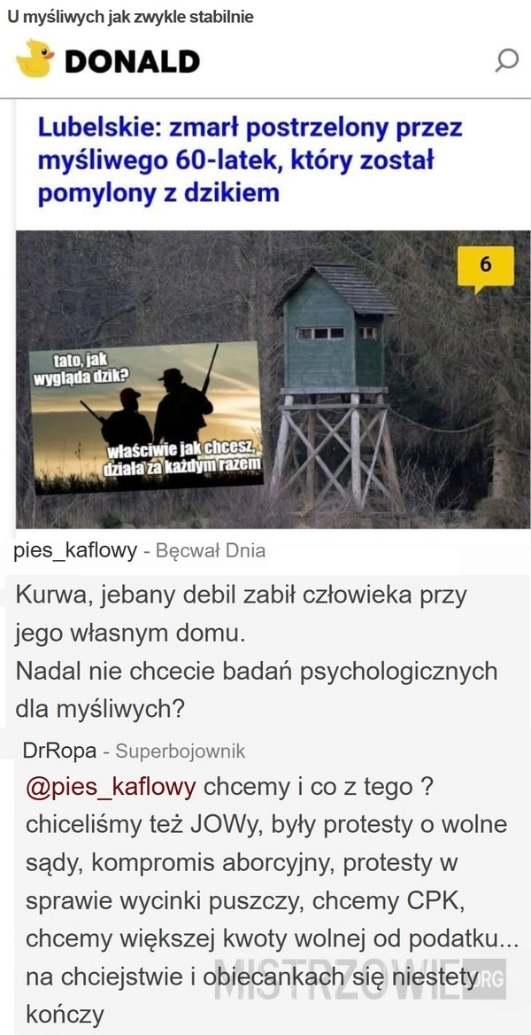 
    U myśliwych jak zwykle stabilnie