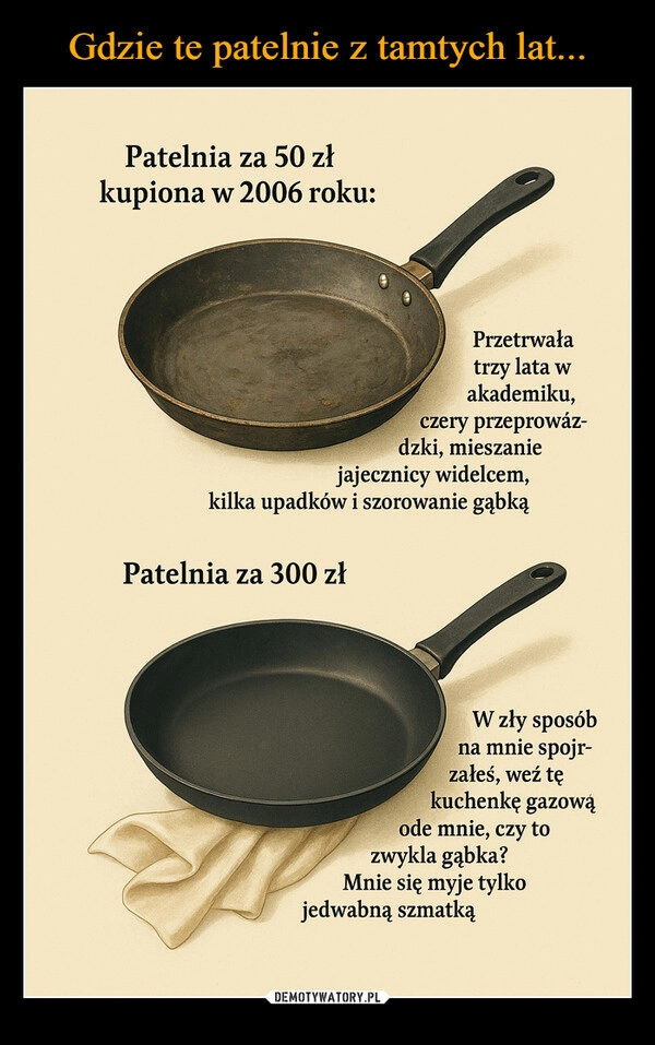 
    Gdzie te patelnie z tamtych lat...