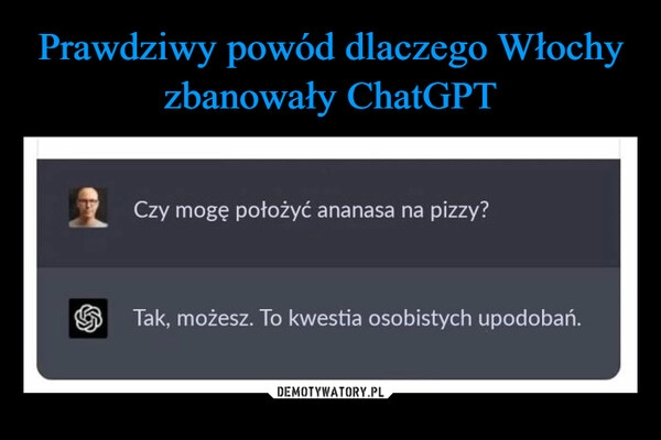 
    Prawdziwy powód dlaczego Włochy zbanowały ChatGPT