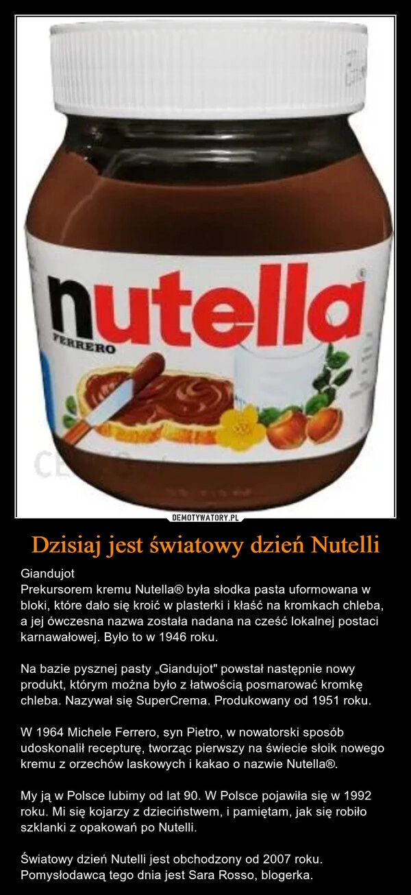 
    Dzisiaj jest światowy dzień Nutelli