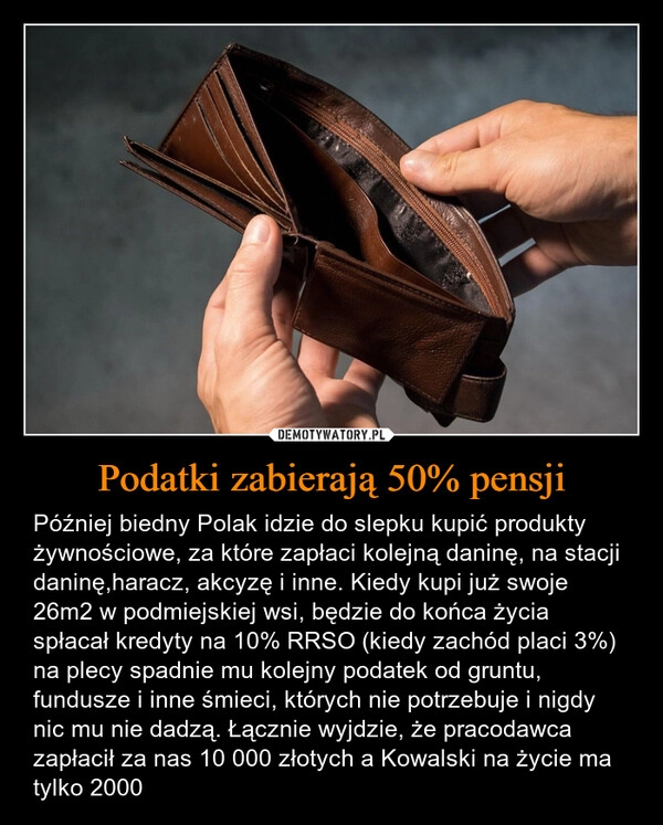 
    Podatki zabierają 50% pensji