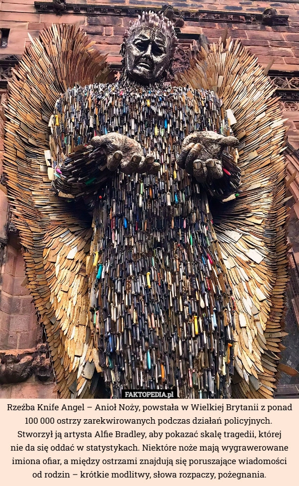 
    Rzeźba Knife Angel – Anioł Noży, powstała w Wielkiej Brytanii z ponad 100...