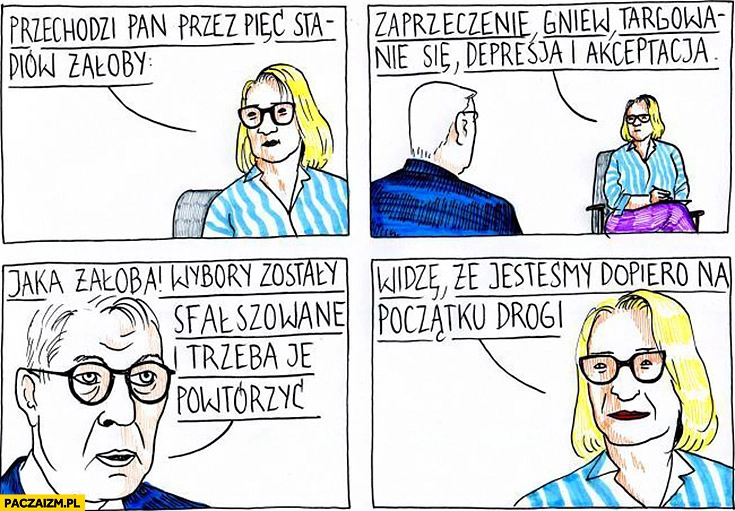
    Giertych przechodzi pan przez 5 stadiów żałoby, jaka żałoba wybory zostały sfałszowane i trzeba je powtórzyć, widzę, że jestesmy dopiero na początku drogi