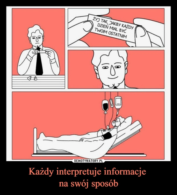 
    Każdy interpretuje informacje 
na swój sposób