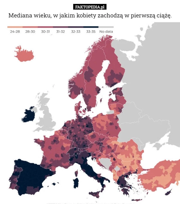 
    
			Mediana wieku, w jakim kobiety zachodzą w pierwszą ciążę.					