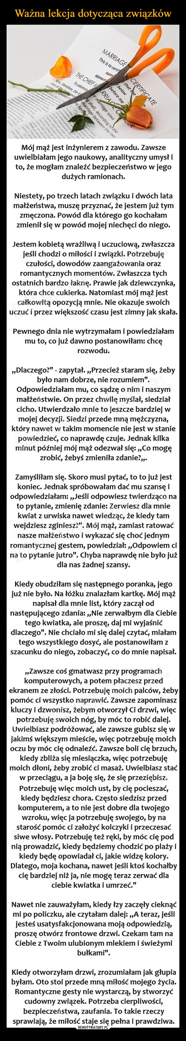 
    Ważna lekcja dotycząca związków 