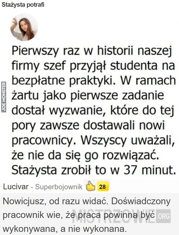 
    Stażysta potrafi