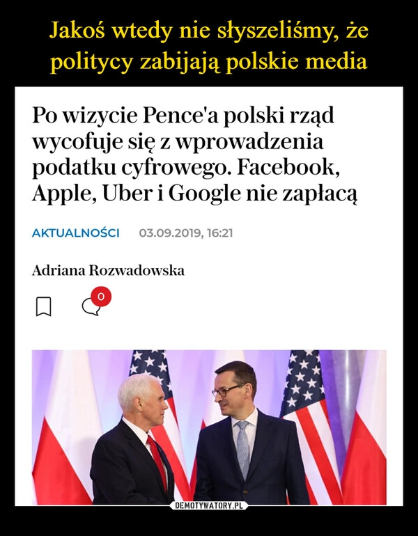 
    Jakoś wtedy nie słyszeliśmy, że politycy zabijają polskie media