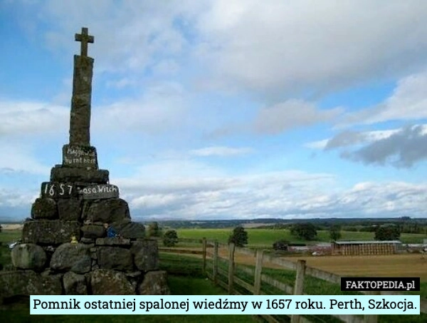 
    Pomnik ostatniej spalonej wiedźmy w 1657 roku. Perth, Szkocja.