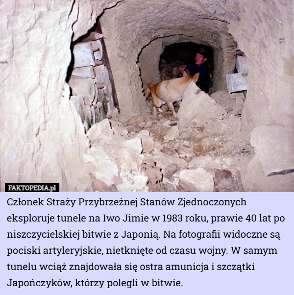 
    Członek Straży Przybrzeżnej Stanów Zjednoczonych eksploruje tunele na Iwo...