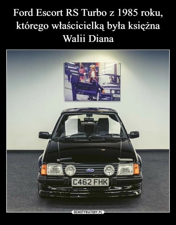 
    Ford Escort RS Turbo z 1985 roku, którego właścicielką była księżna Walii Diana