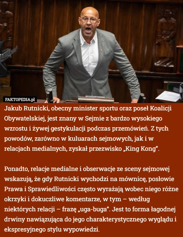 
    Jakub Rutnicki, obecny minister sportu oraz poseł Koalicji Obywatelskiej,