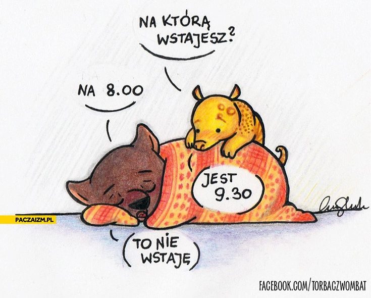 
    Na którą wstajesz? Na 8 jest 9:30 to nie wstaję