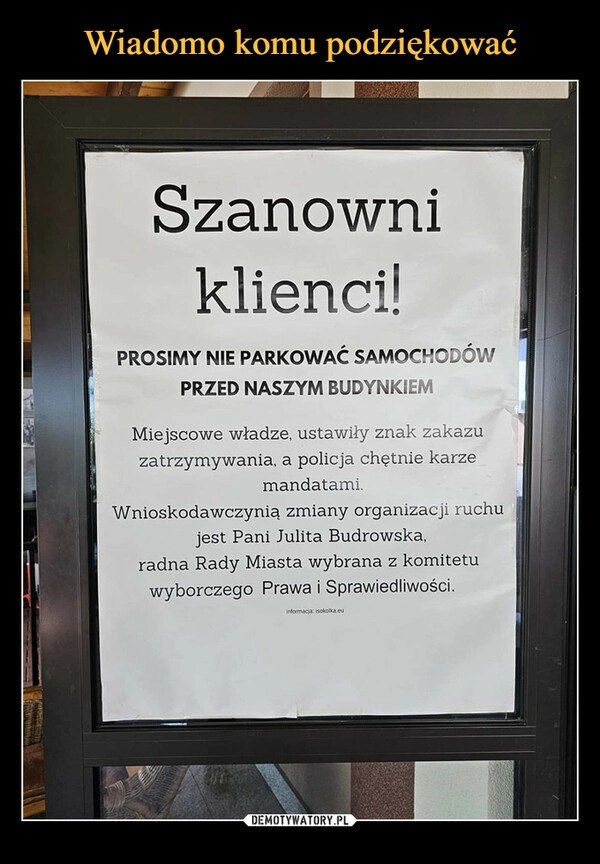 
    Wiadomo komu podziękować