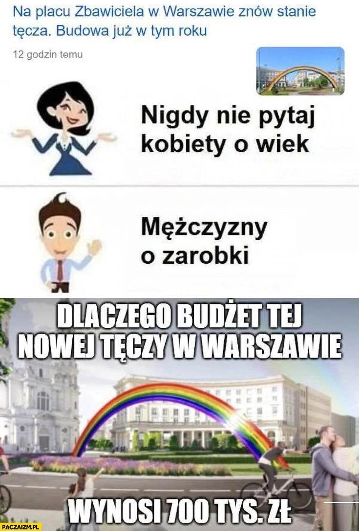 
    Na placu zbawiciela znowu stanie tęcza nigdy nie pytaj dlaczego budżet nowej tęczy w Warszawie wynosi 700 tysięcy złotych