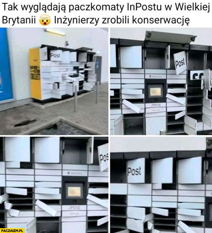
    Tak wyglądają paczkomaty inpostu w UK Wielkiej Brytanii inżynierzy zrobili konserwacje
