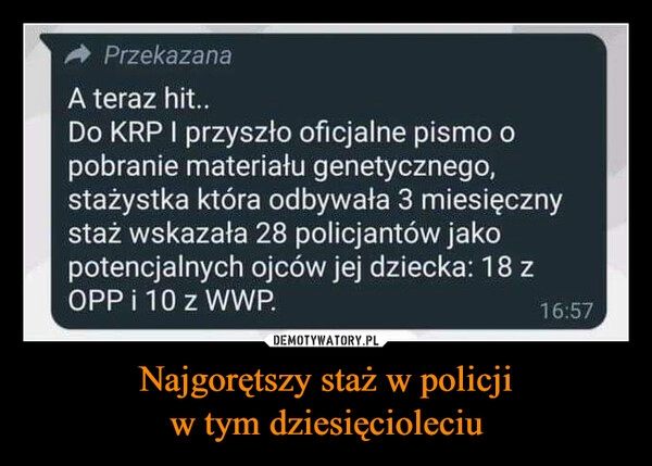 
    Najgorętszy staż w policji
w tym dziesięcioleciu