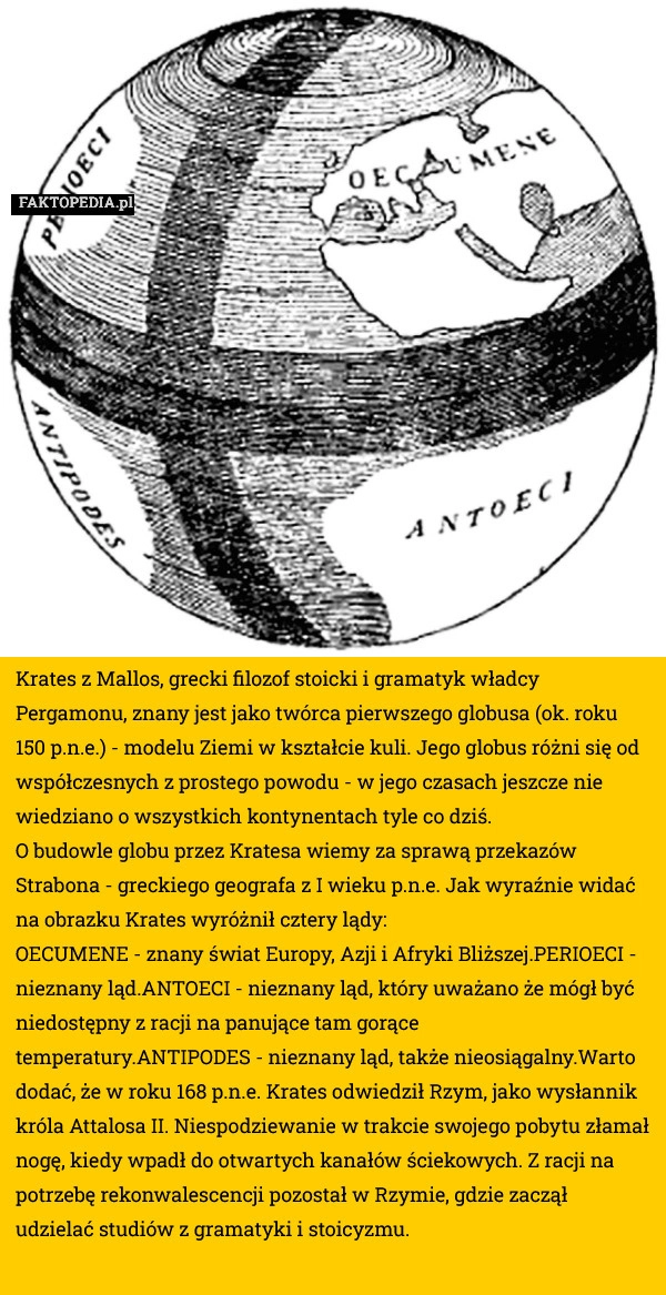 
    Krates z Mallos, grecki filozof stoicki i gramatyk władcy Pergamonu,