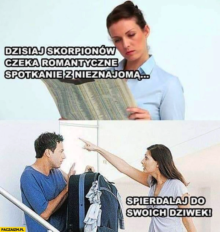 
    Horoskop dzisiaj skorpionów czeka romantyczne spotkanie z nieznajomą, spierdzielaj do swoich dziwek