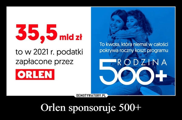 
    Orlen sponsoruje 500+ 