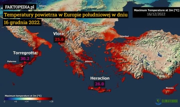 
    
			Temperatury powietrza w Europie południowej w dniu 16 grudnia 2022.					