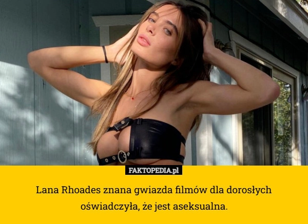 
    Lana Rhoades znana gwiazda filmów dla dorosłych oświadczyła, że jest aseksualna.