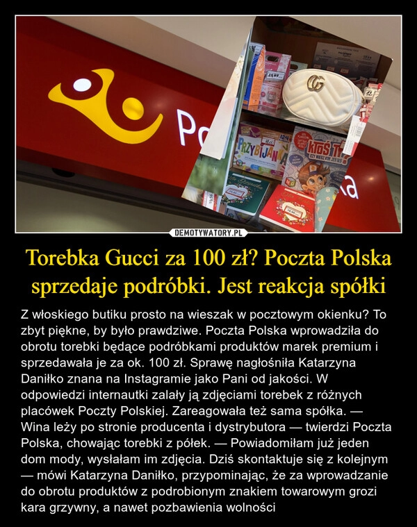 
    Torebka Gucci za 100 zł? Poczta Polska sprzedaje podróbki. Jest reakcja spółki