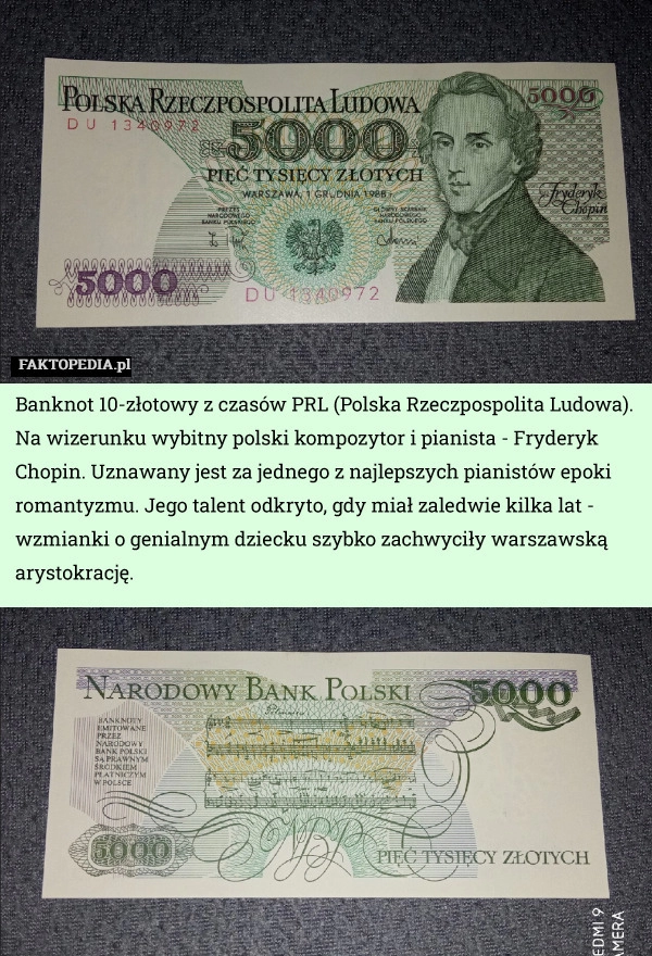 
    Banknot 10-złotowy z czasów PRL (Polska Rzeczpospolita Ludowa). Na wizerunku