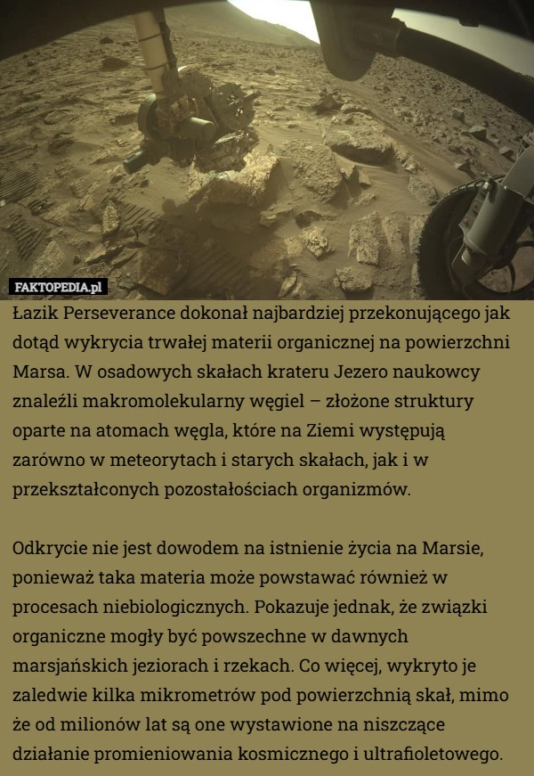
    Łazik Perseverance dokonał najbardziej przekonującego jak dotąd wykrycia
